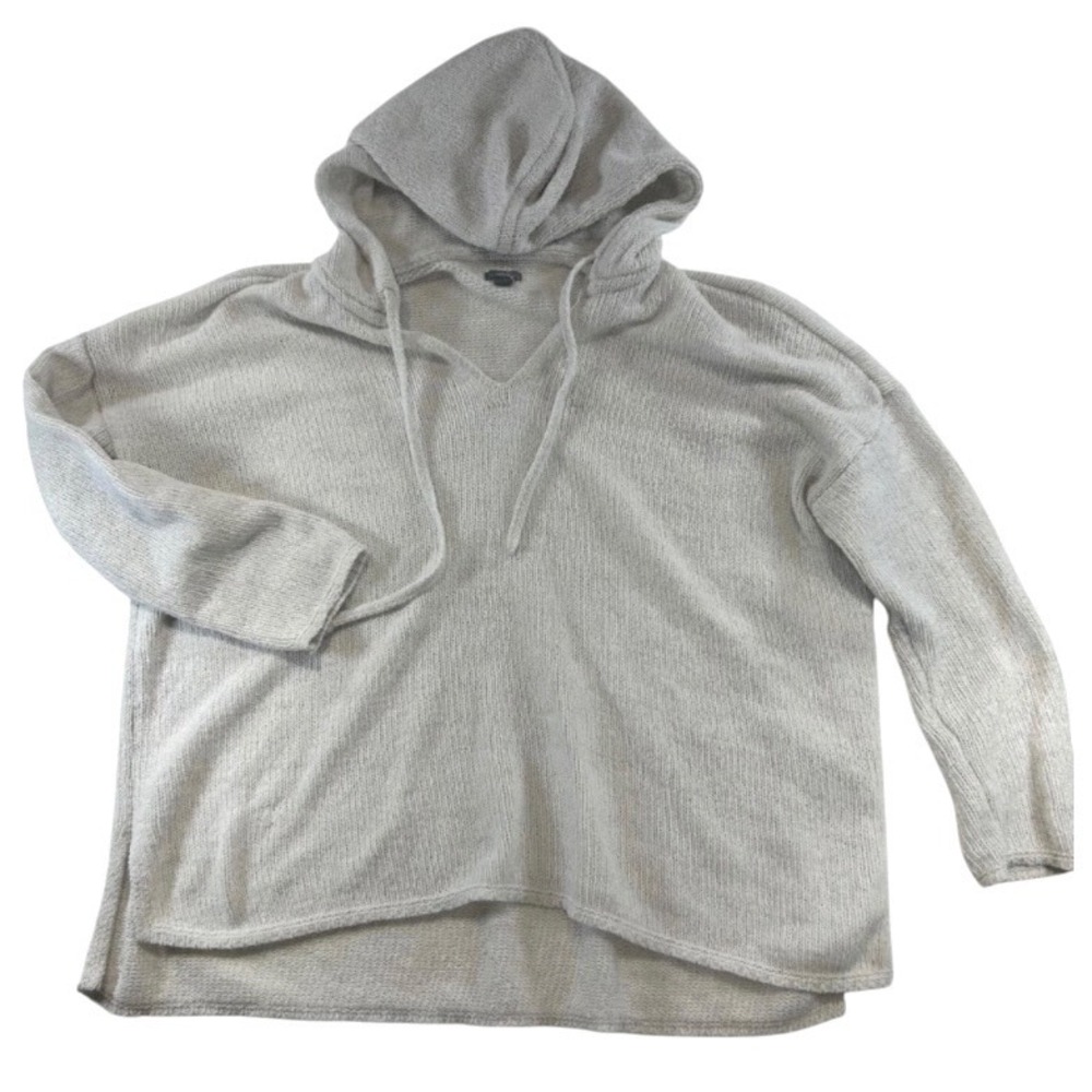 Aerie Soft Girl Knit Hoodie Beach Sweater Small Coastal Grandmother Resortwear